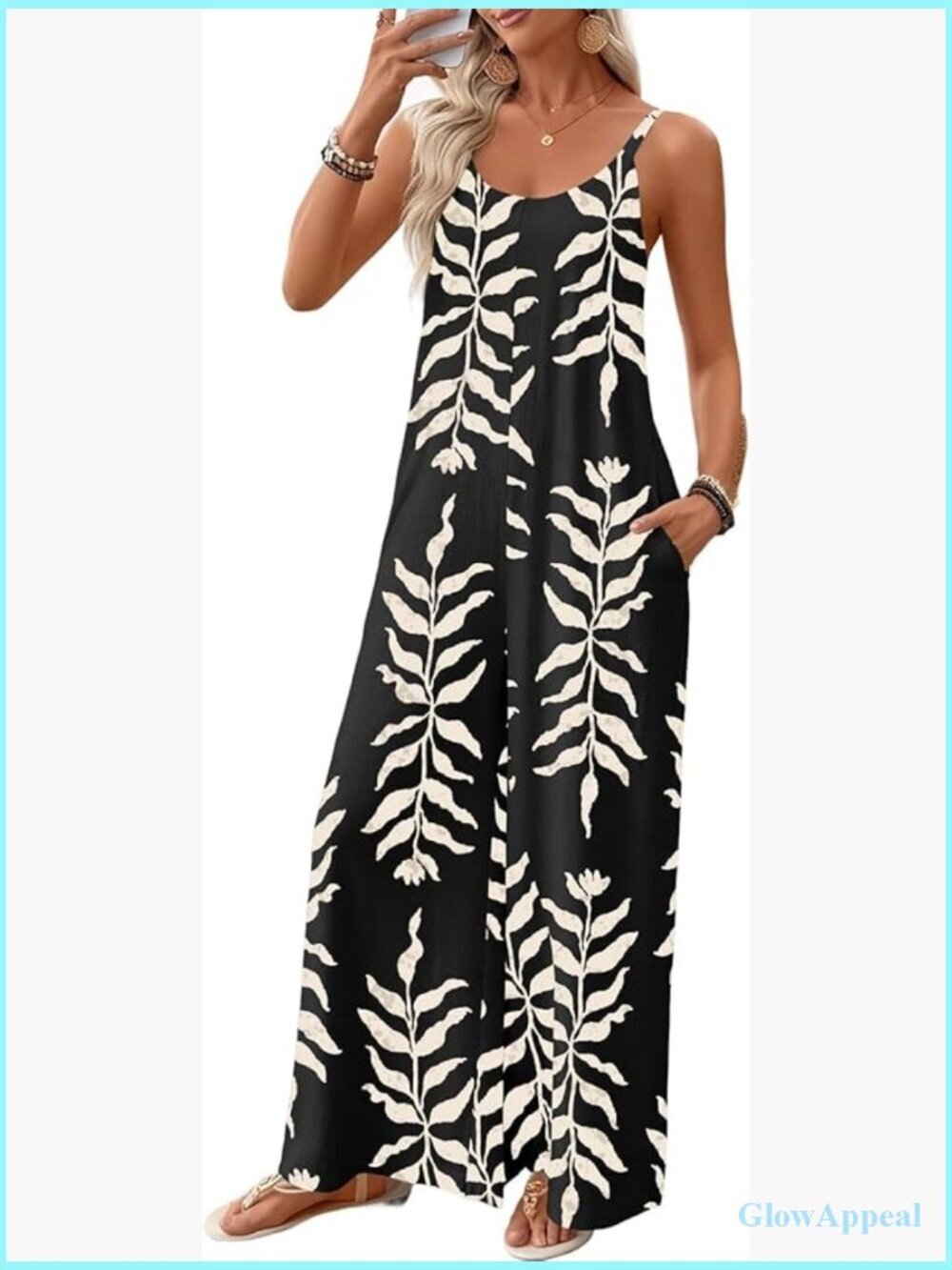 Sleeveless Wide Leg Jumpsuit Romper with Pockets